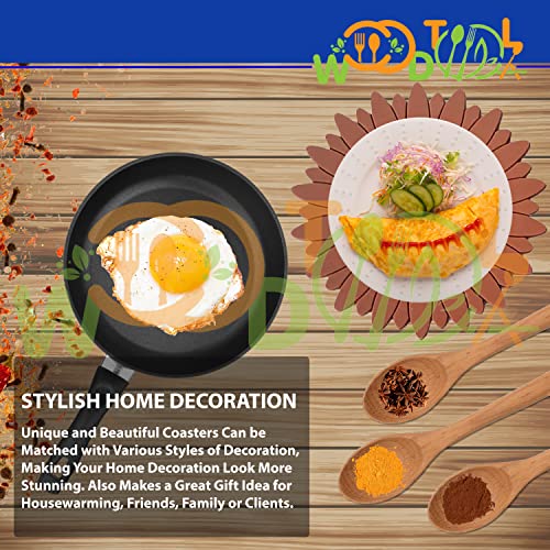 Image of Silicone Trivet Mat - Sunflower Hot Pot Holder Pads - Coasters for Kitchen - Placemat for Hot Dishes - Hot Pads for Table (Set of 4, Big, Brown)