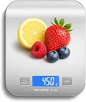Balança de Cozinha Digital Premium em Inox Resistente à Água Portátil Base Antiderrapante Visor de Alta Definição Pesagem Precisa de 1g a 10kg Durável Moderna e Ideal para Alimentos Frescos