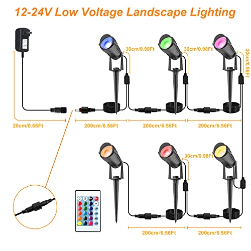 T-Sunus Led Landscape Color Changing Lights Rgb Landscape Lighting With Transformer 12V-24V Low Voltage Outdoor Spotlights Garden Lights With Remote Control #TOP3