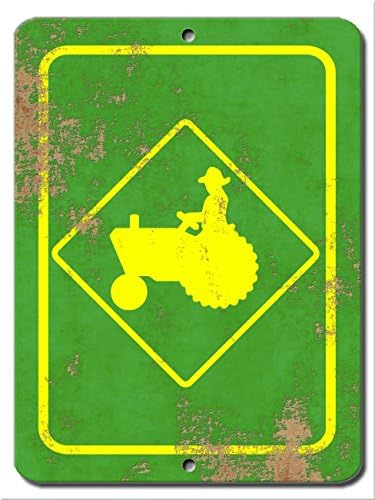 Tractor Farming Vintage 9x12 Aluminum Metal Sign (Green Yellow Rustic)