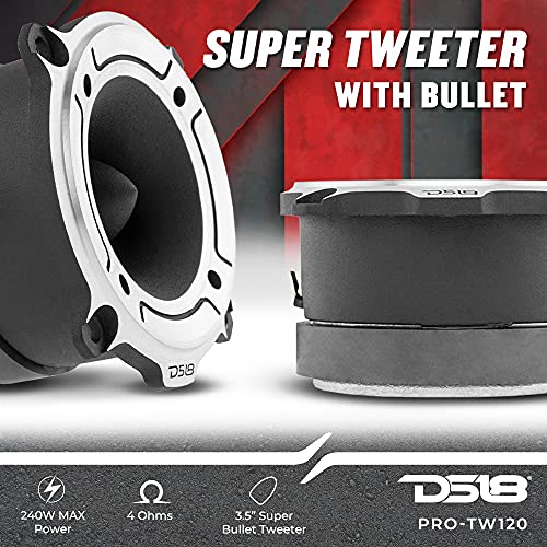Ds18 Pro-Tw120 Super Bullet Tweeter In Silver 3" Aluminum Frame And Diaphragm 240W Max 120W Rms 4 Ohms Built In Crossover - Pro Tweeters Are The Best In The Pro Audio And Voceteo Market (Pair) #TOP2
