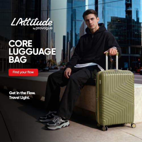 Image of Core Medium Check-in Suitcase 65 cm 24 inch Polypropylene Hard Trolley Bag, 8 Spinner Wheels, Recessed Number Lock, Lightweight Luggage for Men & Women Moss Green /Lunar Yellow