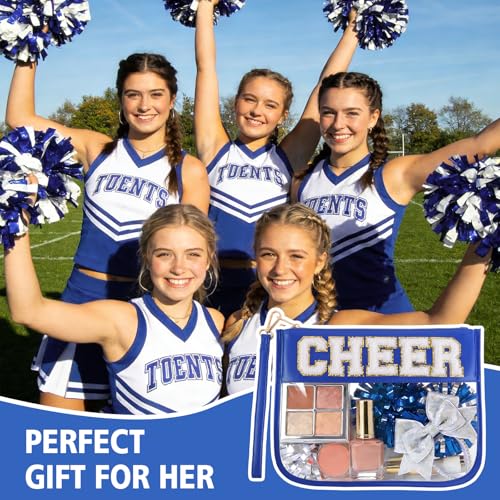 KYTACCU Cheer Clear Makeup Bag Cheerleader Gifts Cheerleading Accessories Cheer Competition Gifts Chenille Letter Cosmetic Bag Travel Toiletry Organizer Pouch for Women Girls