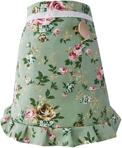 CRB Fashion Delantal de cintura con bolsillo de algodón para restaurante comercial camarera para niña mujer mitad bistro delantales