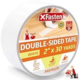 XFasten Double Sided Tape, White, Removable and Residue-Free, 2-Inch x 30 Yards, Surface Safe Two-Sided Sticky Adhesive Tape for Wall, Floor, Clothes, Rug, Fabric, Crafts and Scrapbooking