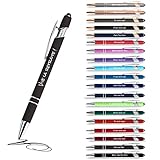 Kugelschreiber 2 in 1 mit persönlichem Text, hochwertig, 12 Stück (Grau) (14 Farben erhältlich)