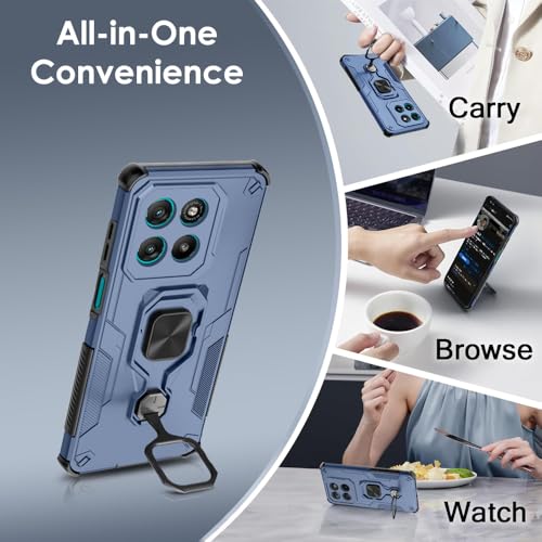 Image of TheGiftKart Tough Armor Bumper Back Case Cover for Motorola Moto G67 Power / G57 Power 5G | Ring Holder & Kickstand in-Built | 360 Degree Protection Back Cover for Moto G67 Power 5G (PC & TPU, Blue)