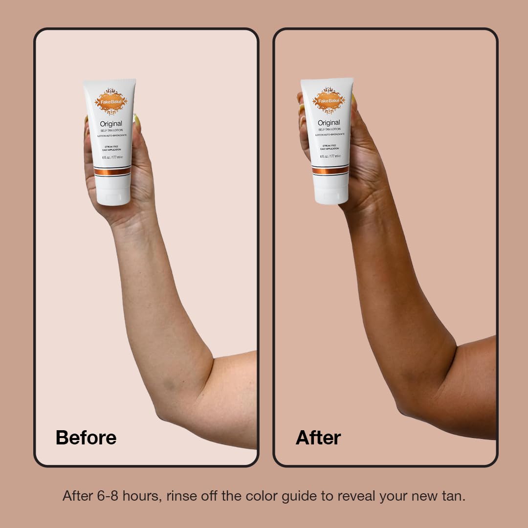 Fake Bake Original Self-Tanning Lotion – Lasting, Natural-Looking Sunless Tanner for All Skin Tones – Streak-Free, Buildable Color for Women & Men – 6 oz - Image 4