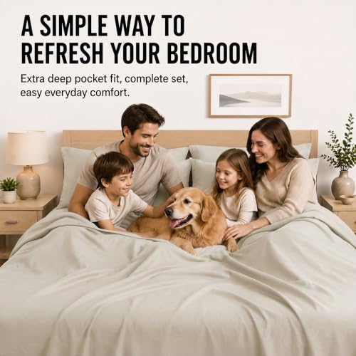 Image of CozyLux 6-Piece Cal King Sheet Set, Fits 18-21 Inch Mattresses, Oeko-TEX