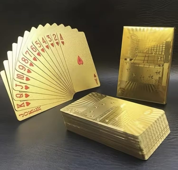 Goldfolie Pokerkarte Euro 500 Note Stil mit Kordelzugbeutel, Plastikspielkarten, wasserdicht, Partygeschenke – Bild 8