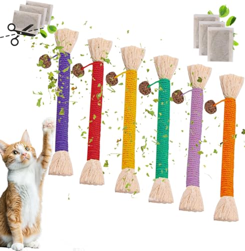 Petelligent Bent Cat Rope Toy, Pet Chew Toys, Interactive Tease Toys for Cats and Kittens, Bite-Proof Playthings, Cotton Rope Kitten Toys Dental Care Stress Relief Pet Supplies (Medium 6 Pack) - Image 8