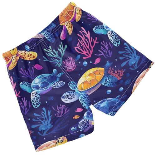 Pigsaly Boys Swim Trunks Colorful Turtles Underwater Purple Boys Board Shorts Swimsuit Swimwear Summer Bathing Suit 2T2