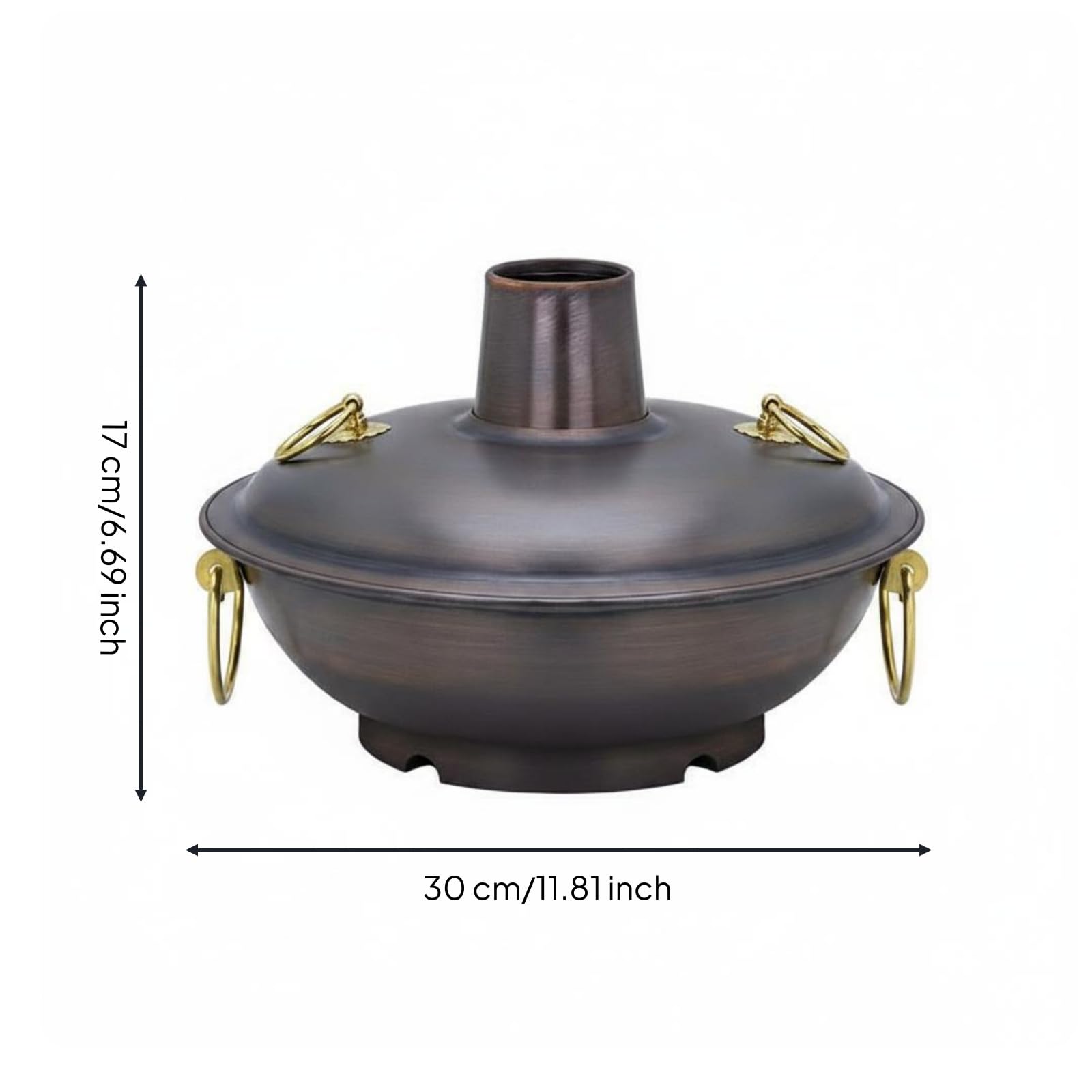 Kupfertopf Dickwandiges Kochgeschirr, 30cm, Retro-Stil, Gas-/Kartuschenkocher-Modell, Für 4-6 Personen, Verdicktes Reines Kupfer