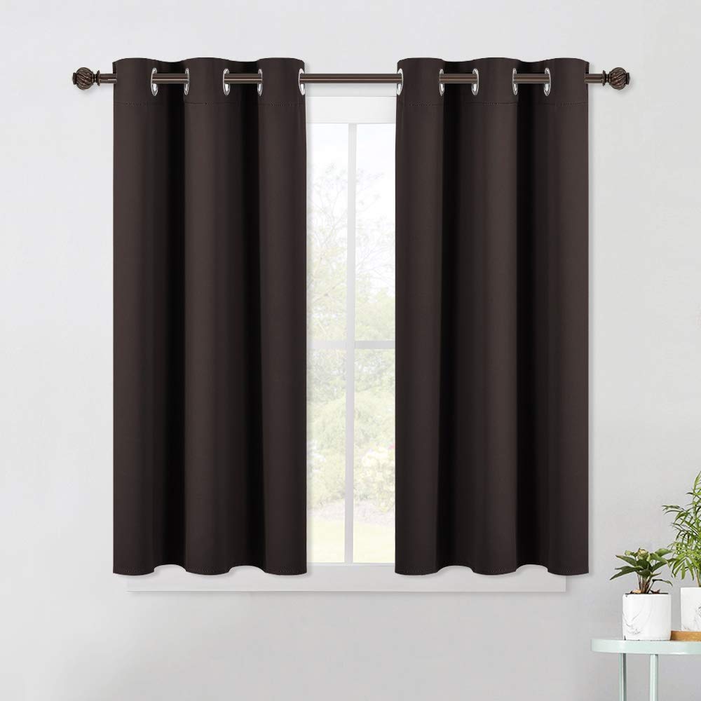 NICETOWN Blackout Curtain Panels for Bedroom Window, Triple Weave Microfiber Energy Saving Thermal Insulated Solid Grommet Blackout Draperies and Drapes (One Pair, 42 Inch by 45 Inch, Toffee Brown)