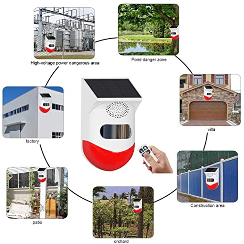 Solar Strobe Alarm Light With Motion Sensor Siren Outdoor Alarm Siren With Remote Controller 120Db Sound Security Siren Light Ip67 Waterproof And 4 Mode For Home,Farm,Barn,Villa,Yard #TOP1