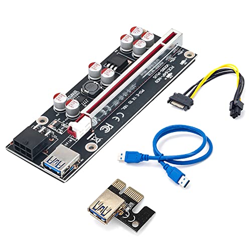 ezqnirk 1pcs Pcie Riser 009S Plus Profesional Express 1X 4X 8X 16x Extender PCI E USB Riser 009 GPU 6Pin Card SATA 15pin Suitable for BTC Miner