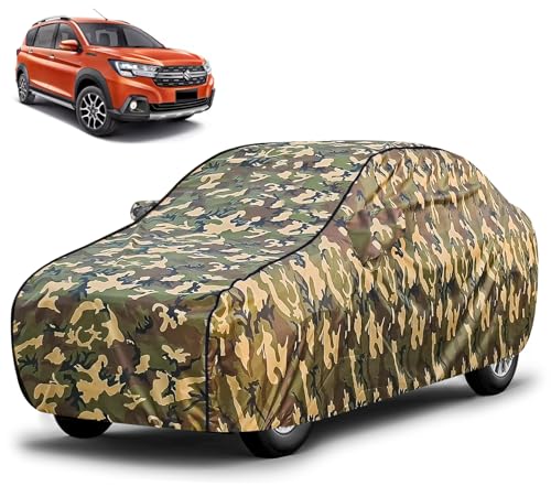 Image of FABTEC Waterproof Car Body Cover for Maruti Xl6 with Mirror Pocket, Triple Stitched (Military, Jungle Print, Camouflage Design)