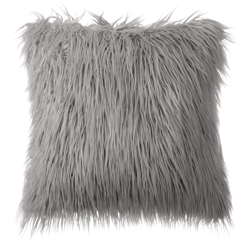 Image of Phantoscope Decoractive New Luxury Series Merino Style Grey Fur Throw Pillow Case Cushion Cover 18 x 18 45cm x 45cm by PHANTOSCOPE