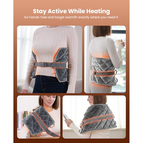 Image of BOB AND BRAD Far Infrared Weighted Heating Pad for Back, Neck & Shoulder Comfort, FSA-HSA Eligible 12 inchx24 inch Electric Heated Pad Wrap with Hands-Free Strap, Moist Heat & Auto Off, Gift for Mom Women Men