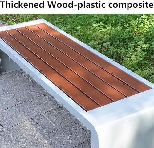 Waterproof Outdoor Bench - Heavy-Duty Galvanized Steel & Wood-Plastic Composite Seating, Pre-Drilled, No Assembly Required, Perfect for Parks, Plazas, Bus Stops (Black, 150x40x45cm)