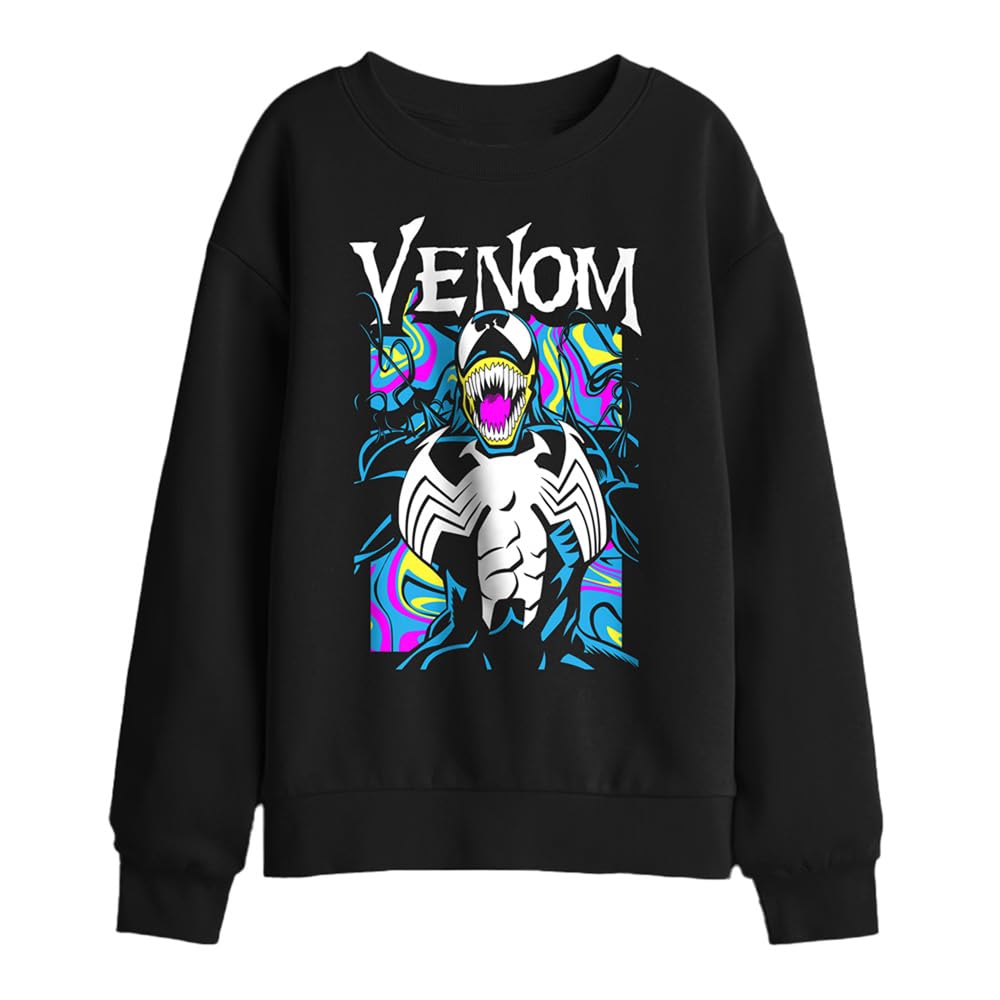 Marvel Marbled Venom Kids Sweatshirt, Black, 9-11