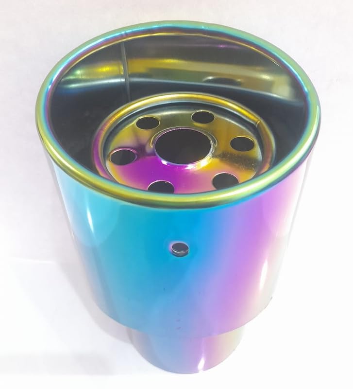Car Stainless Steel Muffler Exhaust Tip with Straight Pipe Design Oval Shape Modified Burnt Tail Pipe Tip Show Pipe 60mm (Multicoluor) Compatible with Honda Civic-image-6