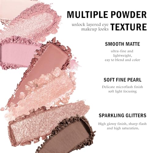 Image of SUAKE Nude Pink Eyeshadow Palette, Matte & Shimmer, High Pigmented 12 Colors Brown Purple Eye Shadow Primers for Eye Makeup, Korean Powder Palet de sombras de ojos (02# Sweet Rose)