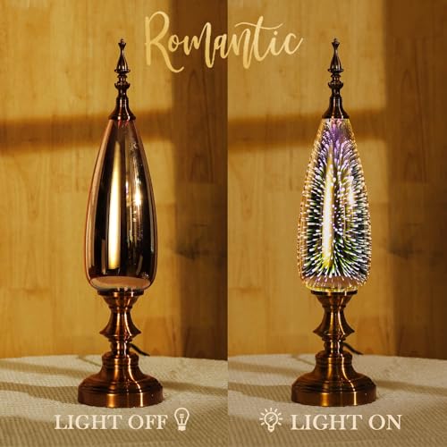 Porseme Table Lamp Decorative Turkish Arabian Desk Lamp with Handmade 3D Effect Glass and Bronze Base for Bedroom, Bedside, Living Room, Office - image 3