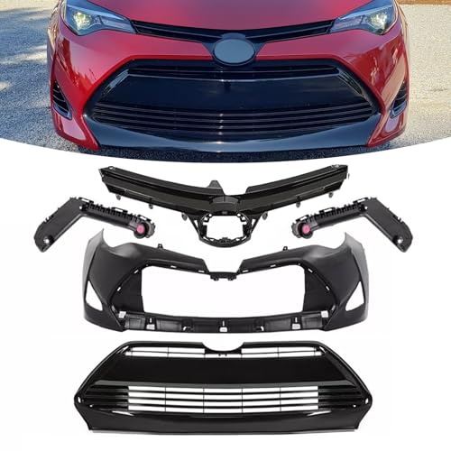 23TB12/23TA12 - Front Bumper Assembly May Detach - 2020-2023 Toyota Highlander & Highlander Hybrid 2 Front Bumper Grille Body Kit For 2017 2018 2019 Toyota Corolla L LE XLE CE Front Bumper With Upper & Lower Grille + Support Brackets 5pcs Front End Kit