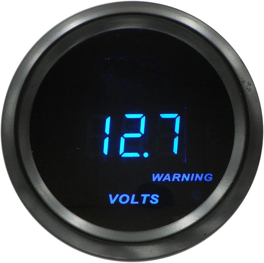 AUCELI Car Digital Voltage Gauge, Universal Meter Kit, 2" 52mm & Blue LED Light Display
