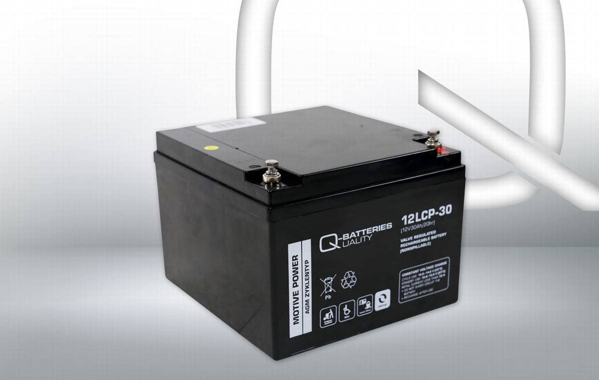 Q-Batteries Batería de Plomo 12LCP-30/12 V – 30 Ah, Tipo de Ciclo AGM – Deep Cycle VRLA
