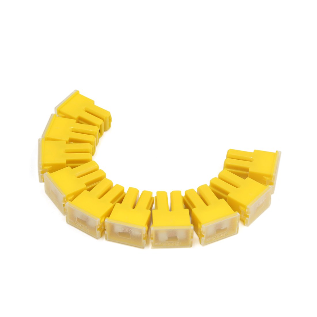 AERBNYEQP 10Pcs 32V 60A Yellow Plastic Female PAL Cartridge Fuse for Auto Car Vehicle