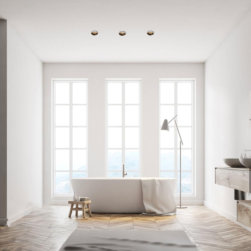 Faretti LED da Incasso, Confezione da 2, 140Lm/W, Luce per Doccia da Bagno, Faretti LED da Incasso 10W Ip65 Impermeabile, Luce da Soffitto LED da Incasso 3,3 Pollici, Fin（Silver）