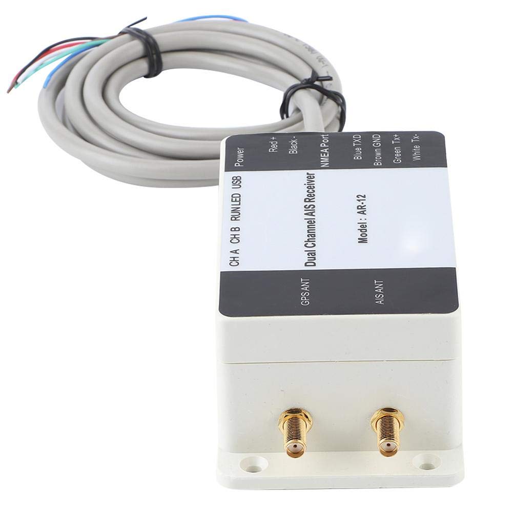 Marine AIS GPS Empfänger, Dual Channel USB Boot AIS Empfänger, Integrierter NMEA AIS Empfänger mit 28 Seemeilen Empfangsentfernung für Yacht, Dampfschiff, Boot, Marine