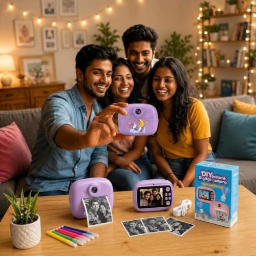 Image of FunPrint Instant Camera for Kids | Ink-Free Thermal Photo Printer with 2.4 inch HD Display, Video Recording, Music, Games & SD Card Support (4 Rolls)