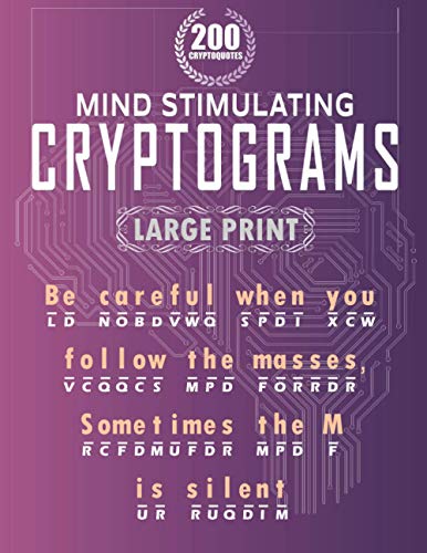 CRYPTOQUOTE Puzzle Activity Book - Mind Stimulating LARGE PRINT CRYPTOGRAMS | CRYPTOQUIP PUZZLES: Puzzle book for Adults with Hints to Sharpen your ... (Cryptograms Puzzle Books for Adults)