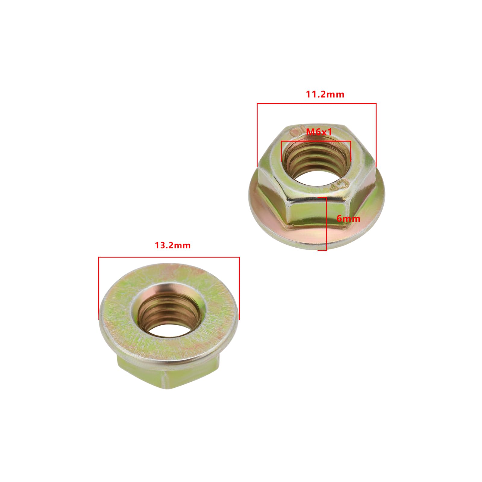 SG Store 100pcs M6 X 1 Thread Metric 8 Grade H.T Yellow Zinc Plated Flange Nuts DIN6923 - Image 4