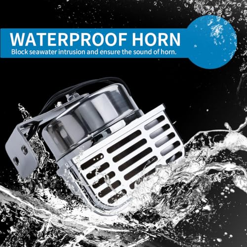 Image of FARBIN Stainless Steel Boat Horn 12V 410Hz Low Tone Marine Horn with Button