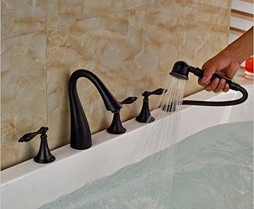 Baignoire robinet mitigeur 5 pcs avec pommeau de douche à cartouche céramique