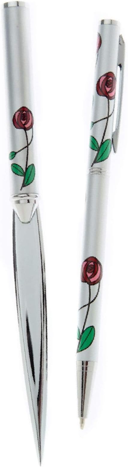 Womens Red Rose Pen and Letter Opener Gift Boxed Set - Charles Rennie Mackintosh Design