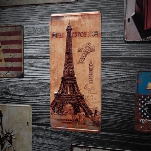 Image of inchParis inch Vintage Retro Metal Signs - License Wall Plate, Car Tag - Ideal for Cafe, Restaurant, Shop, Home, Hotel, Club, Office, Living Area - Design Plaque