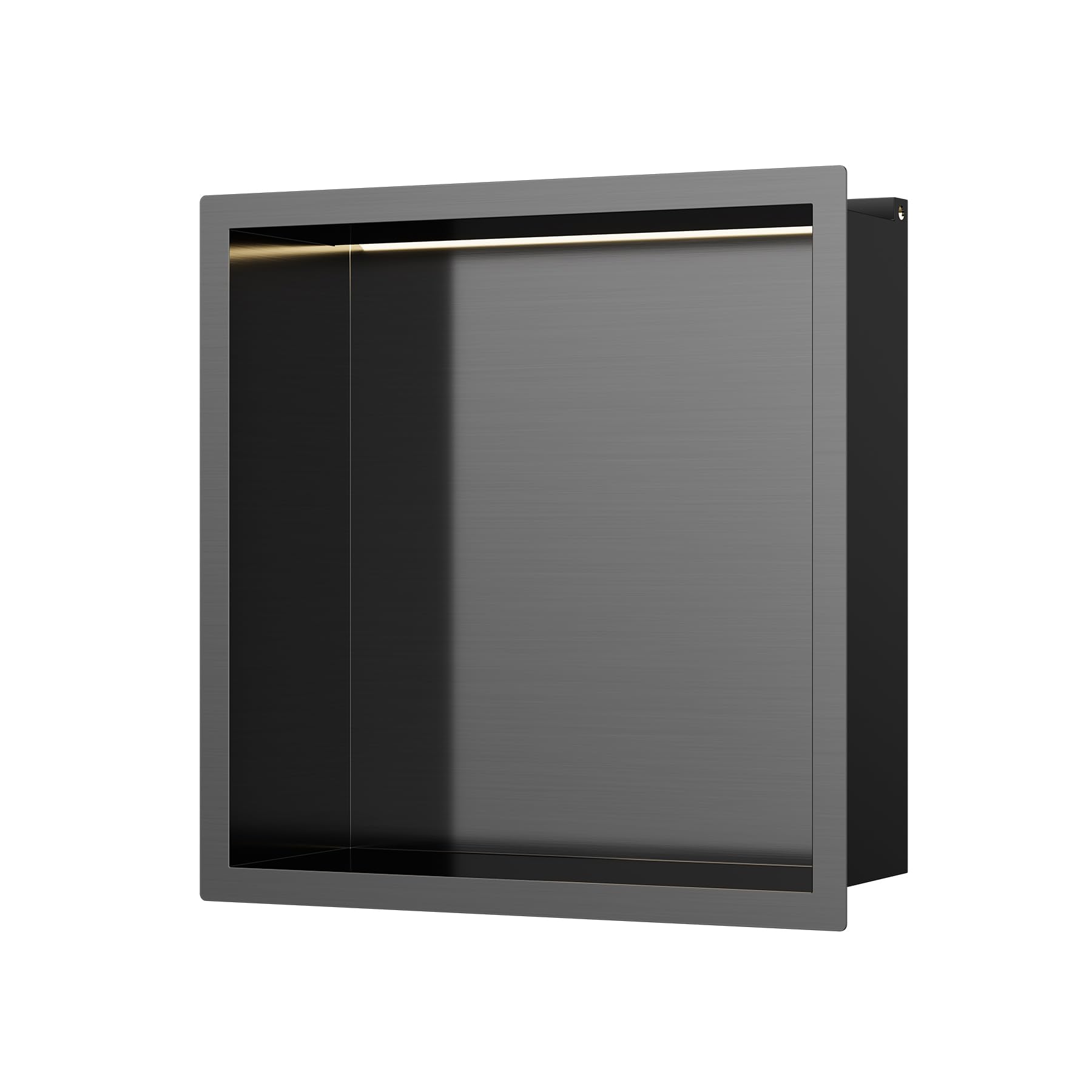 INSL8 Stainless Steel Gunmetal Black (305 x 305 x 100mm - LED) Shower Niches – Shelved & Standard Options | With or Without LED Lighting