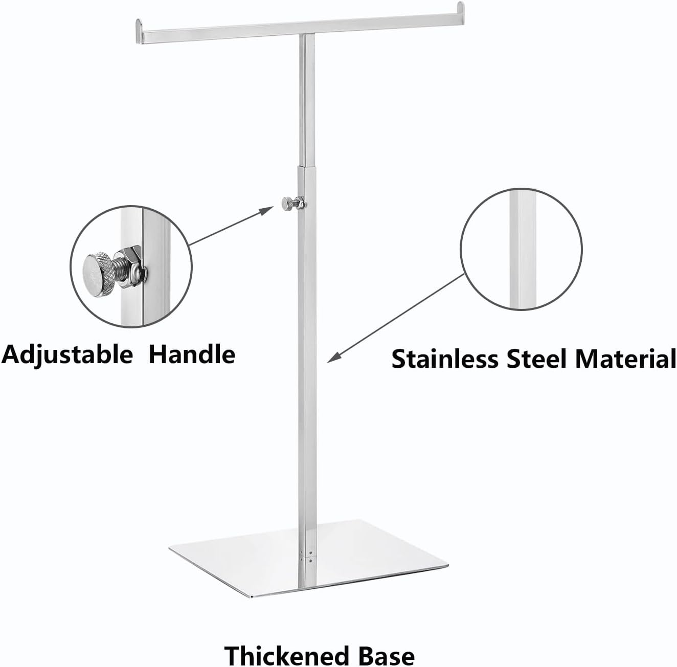 T Shaped Purse Display Stand, Adjustable Height Stainless Steel Countertop Jewelry/Scarf/Handbag Display Stand for Boutique Store, Silver - Image 3