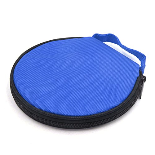 uxcell Blue Zipper Closure Round CD Discs Holder Bag Storage Carry Case Wallet for Car