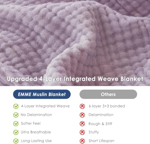 EMME Musselin Decke Baumwolle Oeko-TEX Kuscheldecke Melange Lavendel 230x270 – Ansicht 7