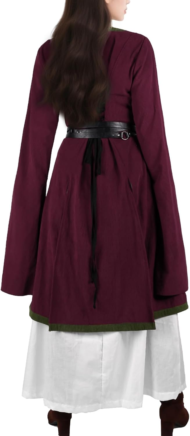 HiiFeuer 4 Pcs Renaissance Costume Women Embroidery Dress, Medieval Belt Skirt Hike Witch Dress Cosplay for Ren Faire - Image 2