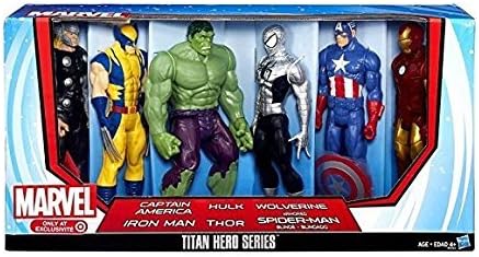 Marvel Titan Hero Series 6 Pack with Armored Spider-Man, Captain America, Iron Man, Hulk, Thor, Wolverine