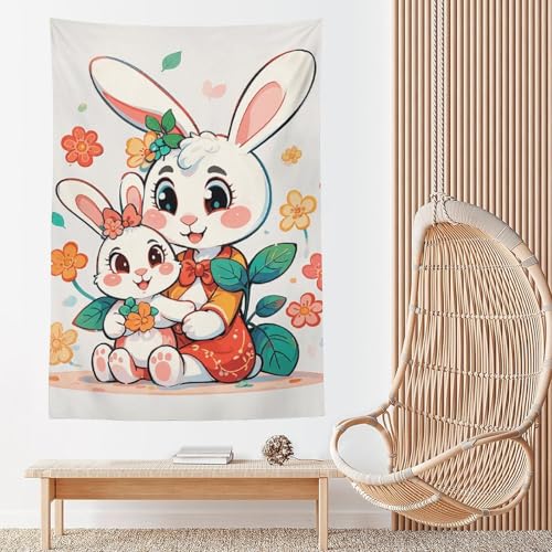 Couverture murale légère et douce motif lapin vintage pour habiller votre salon