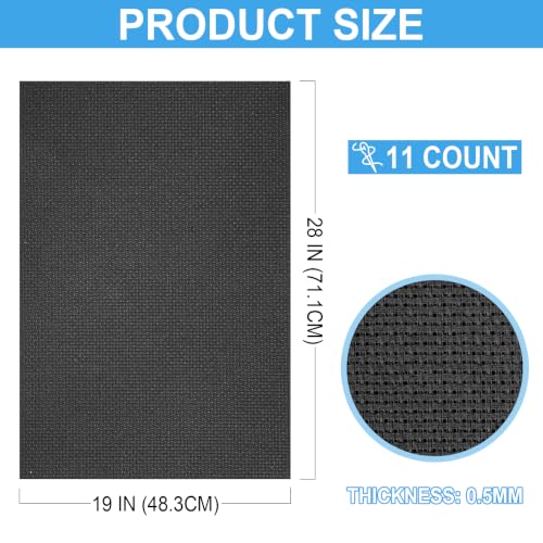 Image of MYFAMIREA Cross Stitch Fabric 11 Count Aida Cloth 28 x 19 Inch Large Size Classic Reserve Cross Stitch Supplies Embroidery Fabric for Home DIY Craft Decoration Handmade, Black