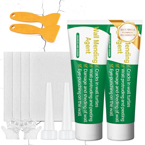2 Piezas Crema de Reparación de Pared, 100g Masilla para Pared y Yeso, Secado Rápido, Multiusos, Tapa Agujeros Pared, Reparación de Grietas, Para Reparaciones Pequeñas